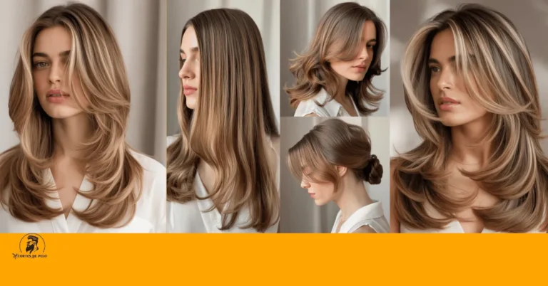 Mujer con corte largo en capas, destacando el volumen y la textura natural del cabello. Corte Largo en Capas