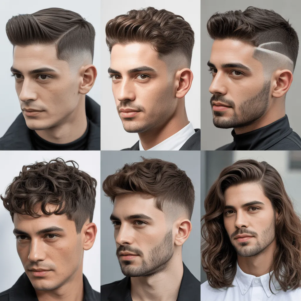Corte de cabello pompadour para hombre con volumen en la parte superior, estilo clásico y elegante.