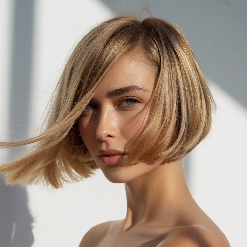 Mujer con bob asimétrico 2026, elegante y moderno, tendencia Pinterest España 2, Cortes de cabello tendencia 2026