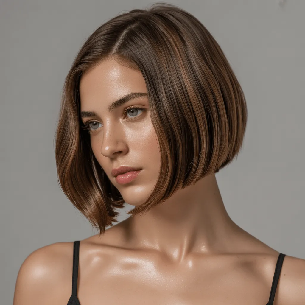 Corte bob clásico liso y pulido, resaltando el brillo y la suavidad del cabello, con un acabado limpio que define la elegancia del estilo. Corte Bob Clásico