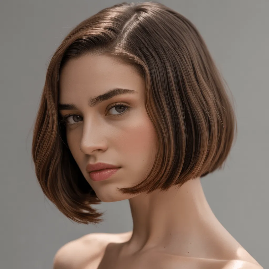Bob clásico sofisticado con textura suave, liso y jawline definida elegante. Corte Bob Clásico