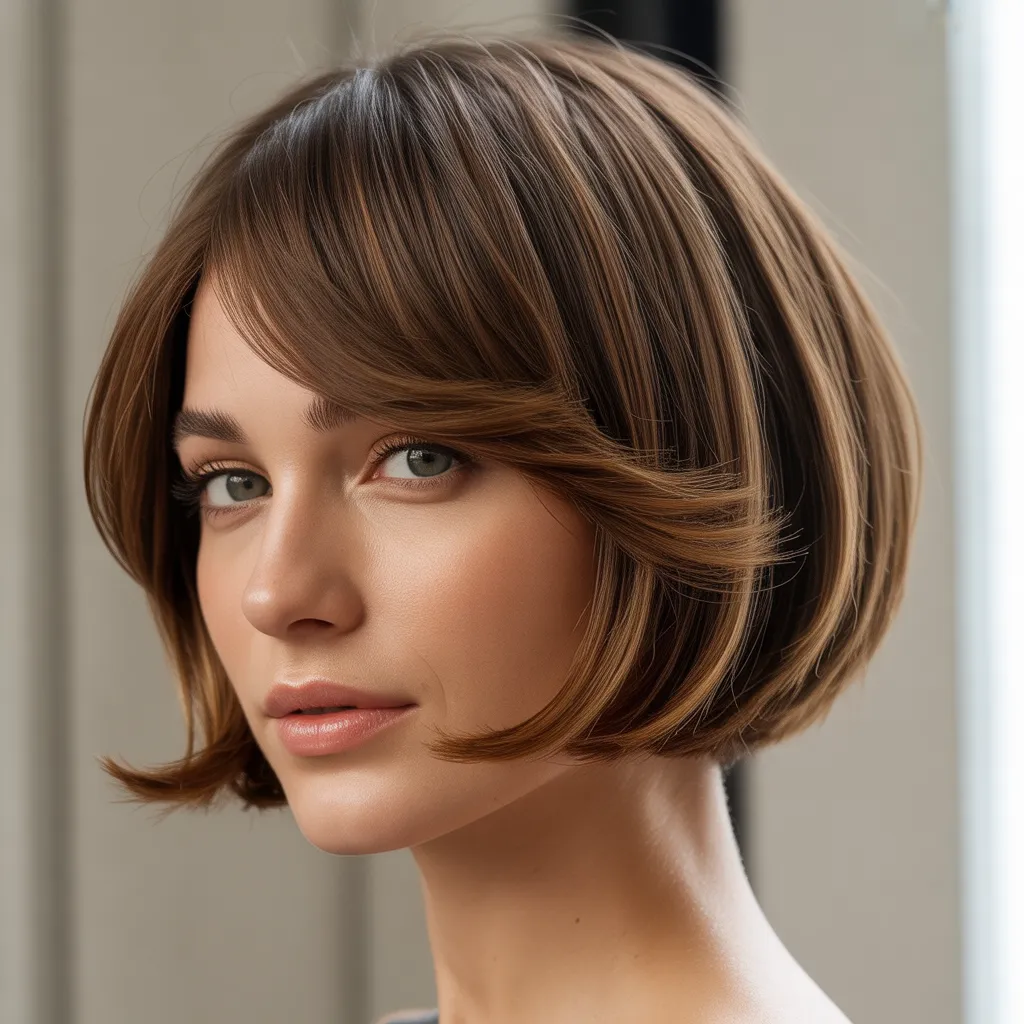 Mujer con bob francés corto 2026, elegante y sofisticado, corte tendencia Pinterest España