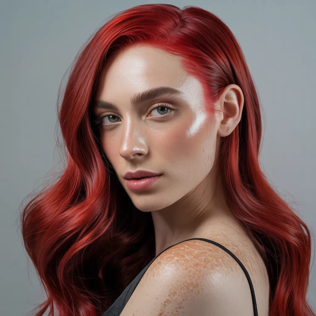 cherry red hair 2026 en cabello largo con brillo intenso