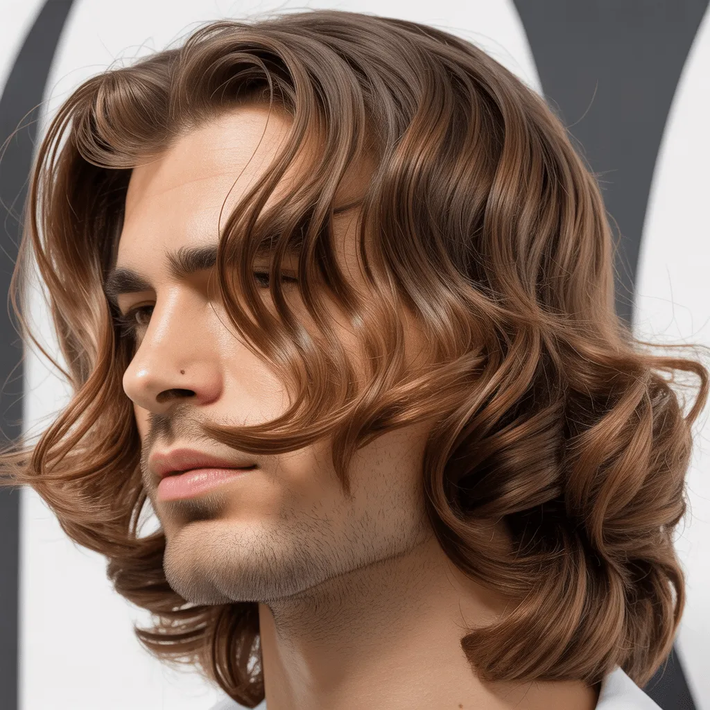 Corte de cabello largo para hombre con ondas naturales, ideal para un look relajado y natural. Ideas de Corte de Cabello para Hombre