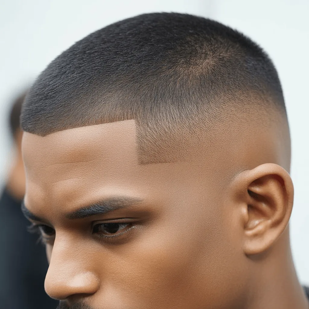 Hombre con corte de cabello low fade corto, mostrando un estilo pulido y bien cuidado para todos los días.