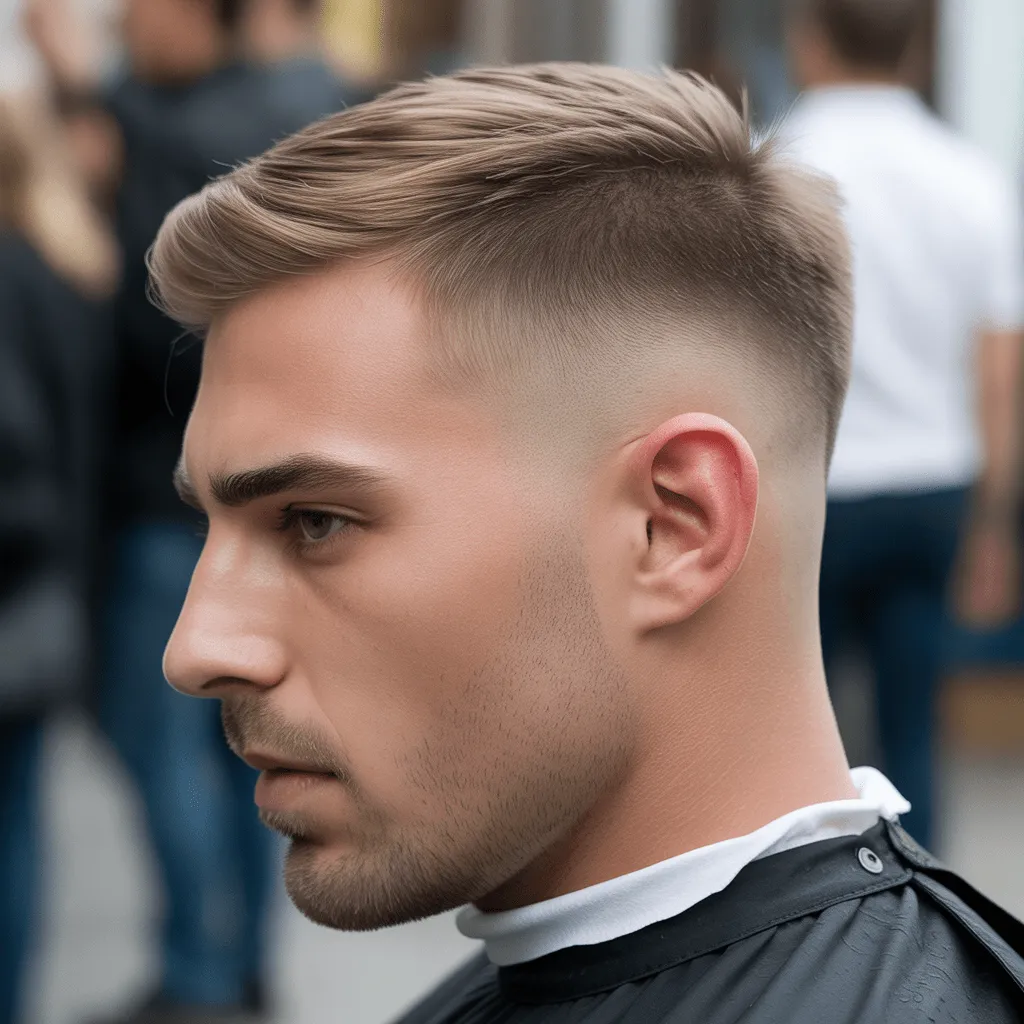 Corte de cabello low fade en hombre con cabello lacio, con un desvanecimiento suave y acabado limpio.