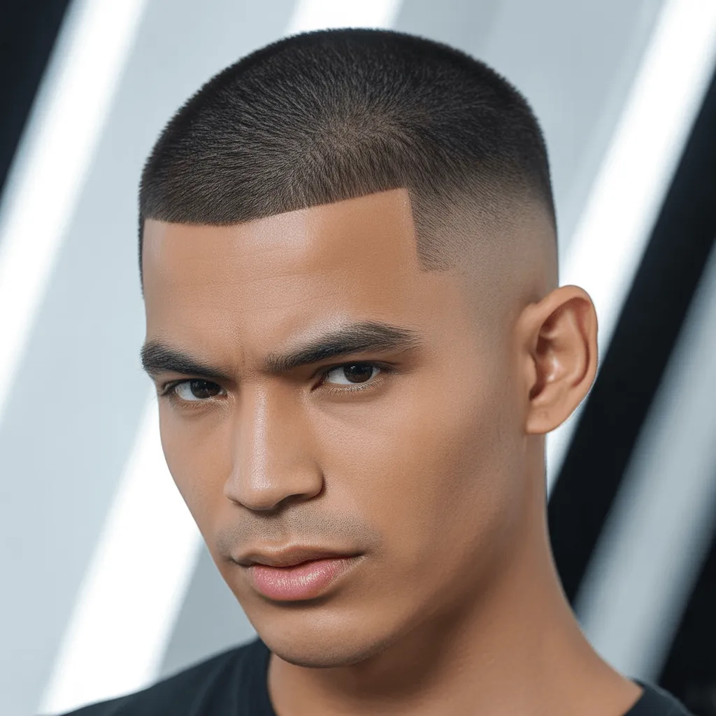 Corte fade hombre con transición gradual desde el lado hasta la parte superior, para un look elegante.