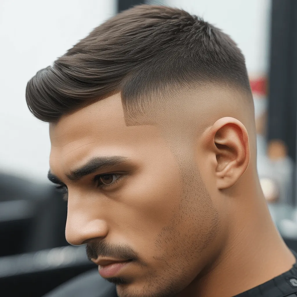 Corte de cabello low taper fade con un desvanecimiento sutil y parte superior más larga, estilo clásico y conservador. Cortes de cabello low fade