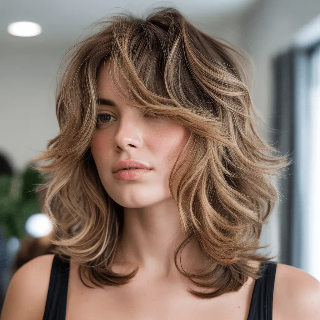Corte de cabello mariposa con puntas chic, un look despeinado pero elegante para un estilo casual. Corte de cabello mariposa para cabello largo