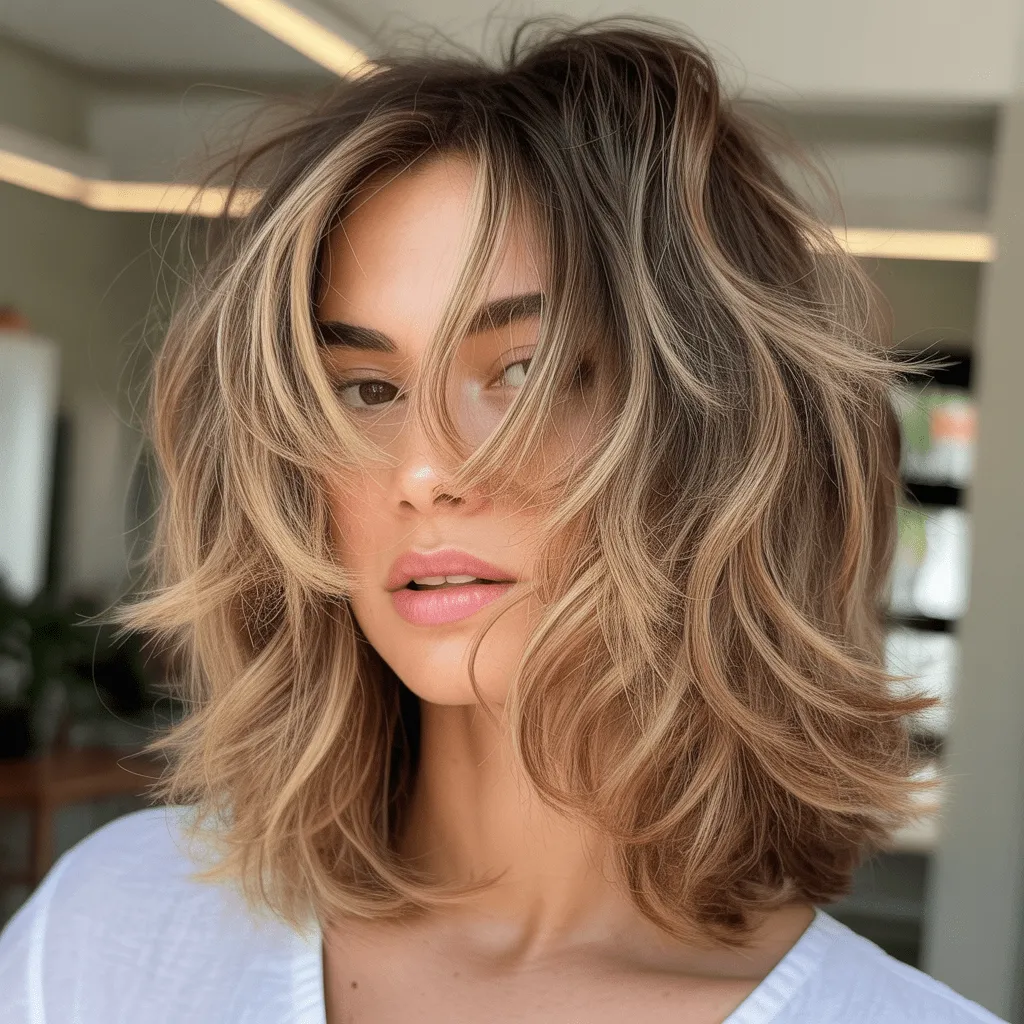 Corte de cabello mariposa con puntas texturizadas, dando un look chic y relajado con capas naturales.