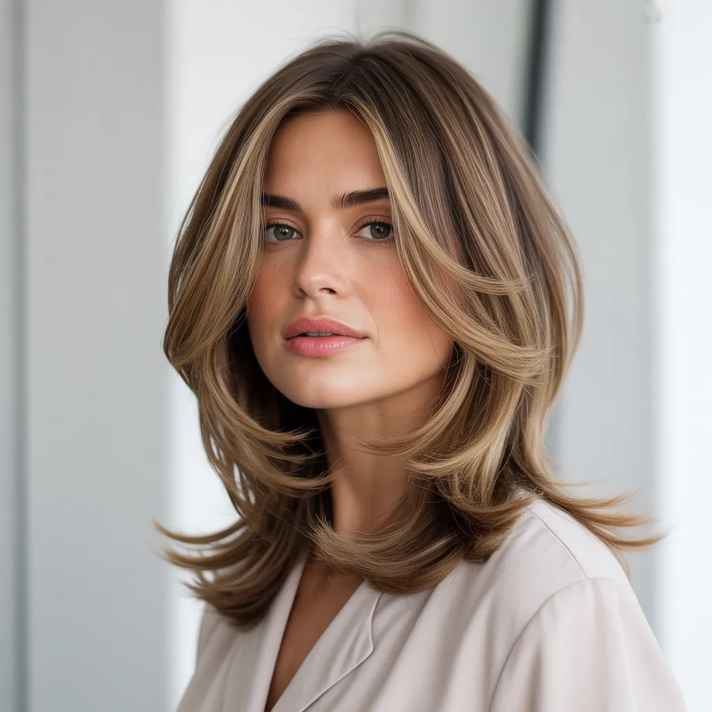 Mujer con flequillo cortina 2026, cabello largo natural, estilo versátil Pinterest España 3