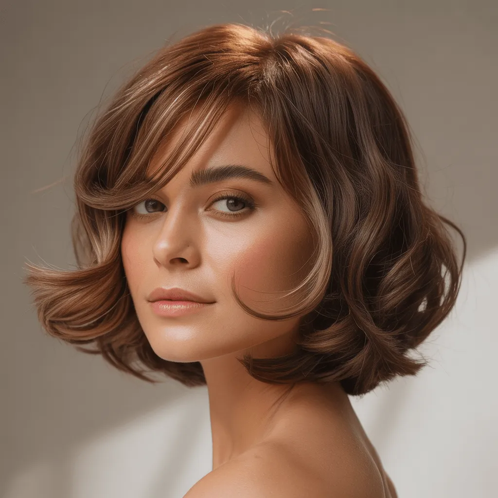 Peinado corto con flequillo lateral, ideal para resaltar los ojos y dar un toque de frescura a cualquier rostro.