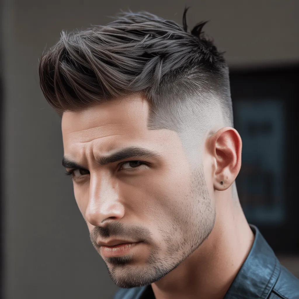 Corte texturizado con flequillo para hombre, con capas y un flequillo corto para un look juvenil.