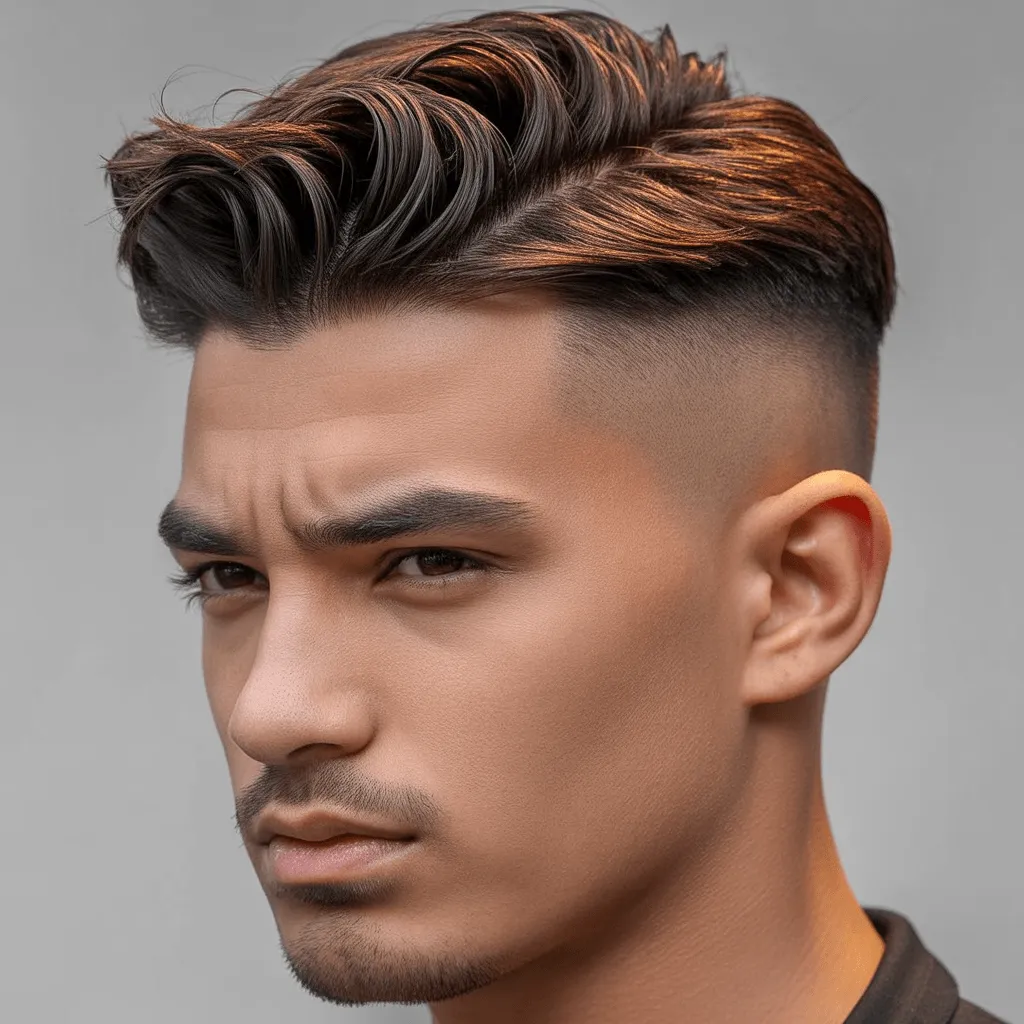 Corte con flequillo para hombre, texturizado y con volumen para un look relajado y juvenil.