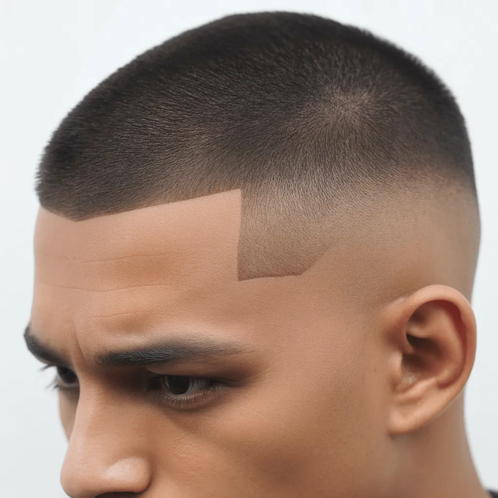 Corte militar para policía, con parte superior más larga y lados desvanecidos, reflejando un estilo profesional y organizado.