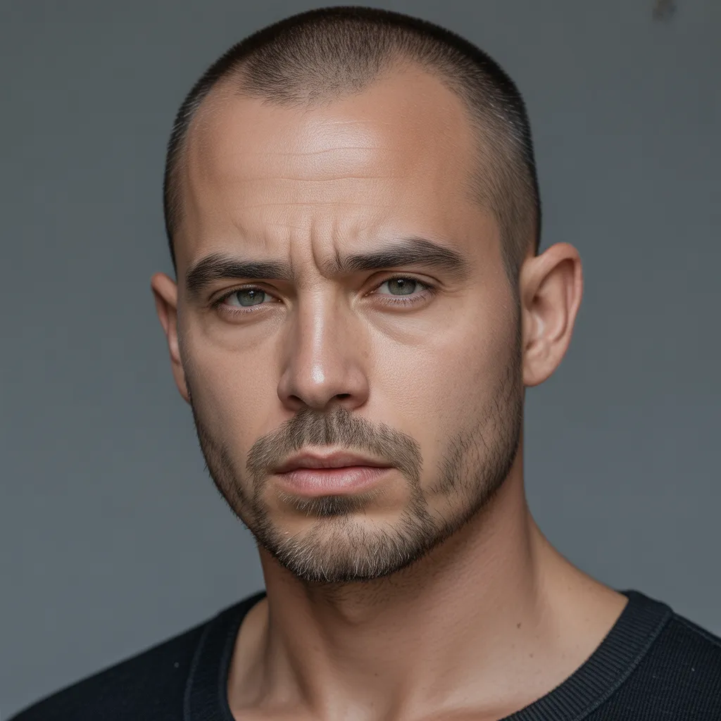 Cortes de cabello para hombres con entradas estilo buzz cut, rapado moderno que disimula las entradas y resalta los rasgos masculinos 4