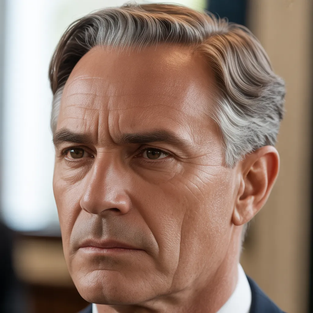 Cortes de cabello para hombres con entradas con corte clásico y raya suave, estilo elegante y atemporal para hombres 3