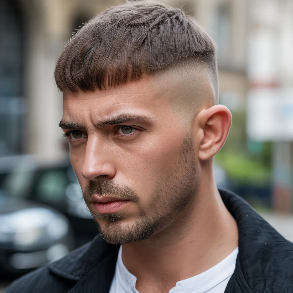 Cortes de cabello para hombres con entradas estilo crop francés, flequillo corto y textura frontal para disimular la frente. Cortes de cabello para hombres con entradas