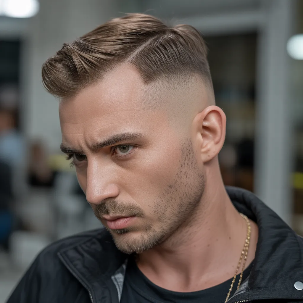 Cortes de cabello para hombres con entradas con undercut discreto, look moderno y masculino con protagonismo en la parte superior 3