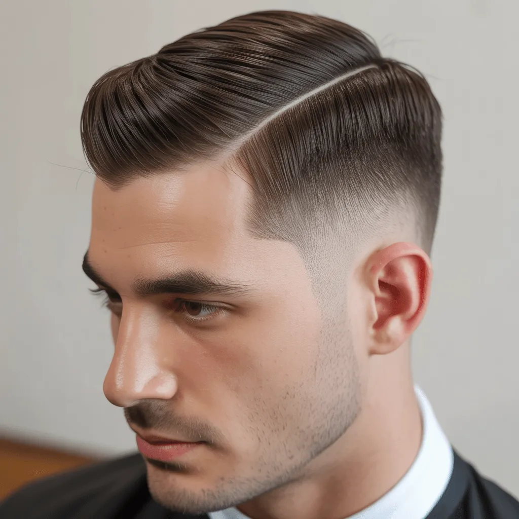 Oficial de policía de Tamil Nadu luciendo un corte Ivy League, con un estilo elegante, limpio y pulido, ideal tanto para situaciones formales como informales.