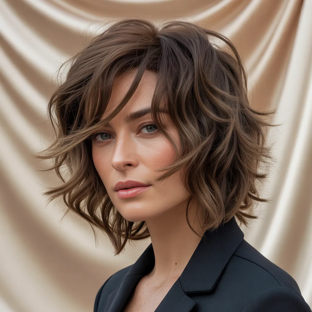 Mujer con shag moderno 2026, cabello ondulado, estilo relajado y rockero Pinterest España 2, Cortes de cabello tendencia 2026