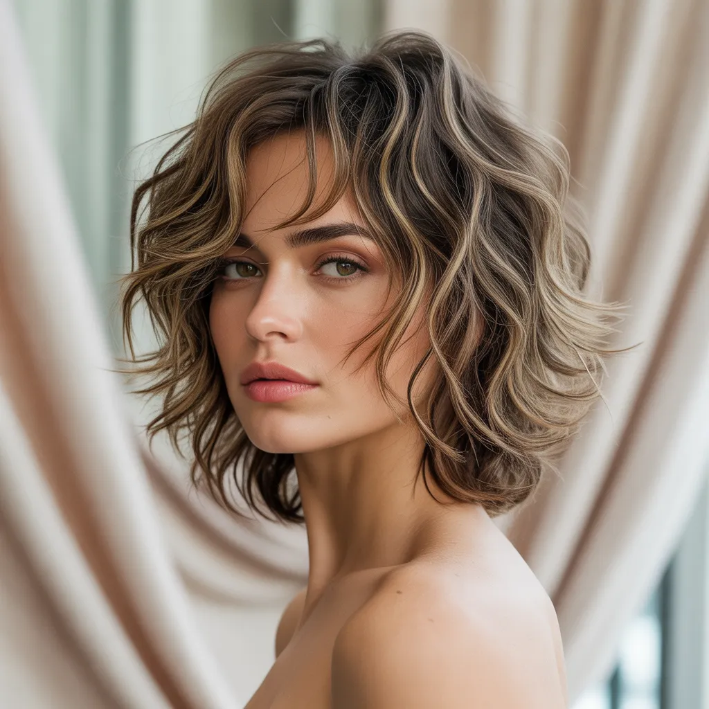Mujer con shag moderno 2026, cabello ondulado, estilo relajado y rockero Pinterest España 3