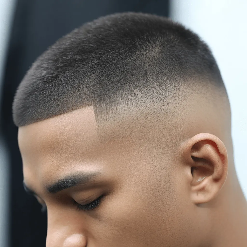 Estilo Skin Fade con parte superior corta y lados desvanecidos, una elección moderna para oficiales de policía de la India que buscan un corte limpio y profesional.