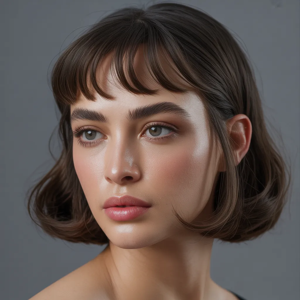 Flequillo cortina corto con corte bob moderno y elegante
