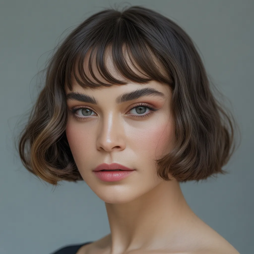 Flequillo cortina corto con corte bob moderno y elegante