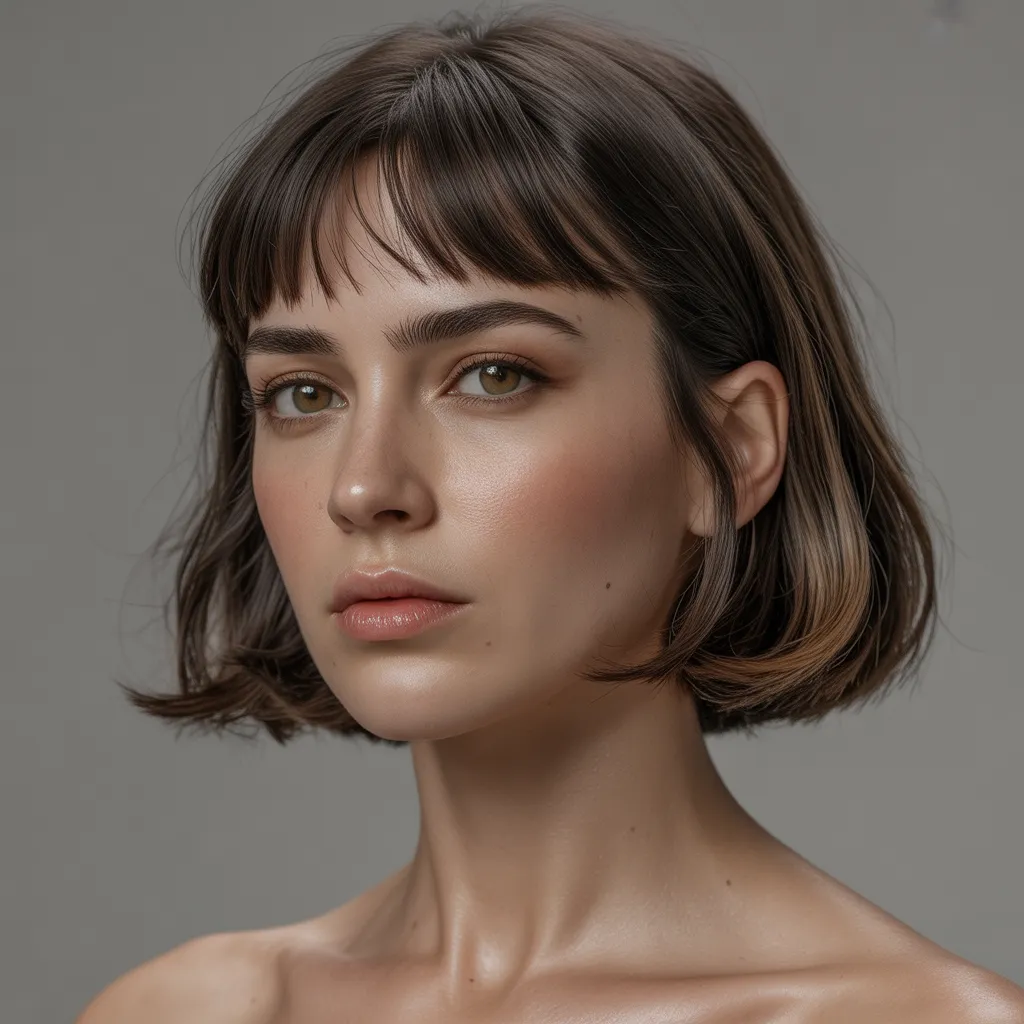 Flequillo cortina corto con corte bob moderno y elegante