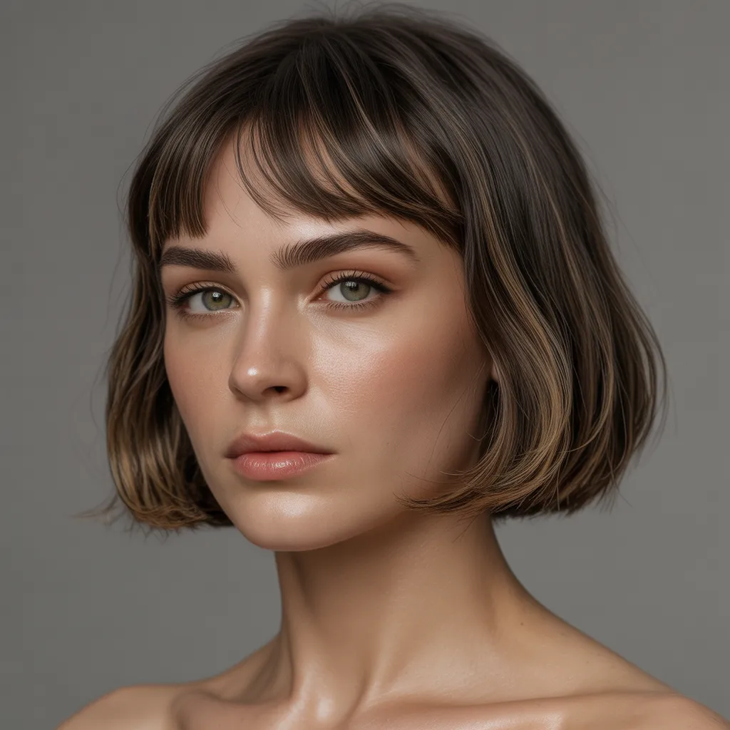 Flequillo cortina corto con corte bob moderno y elegante