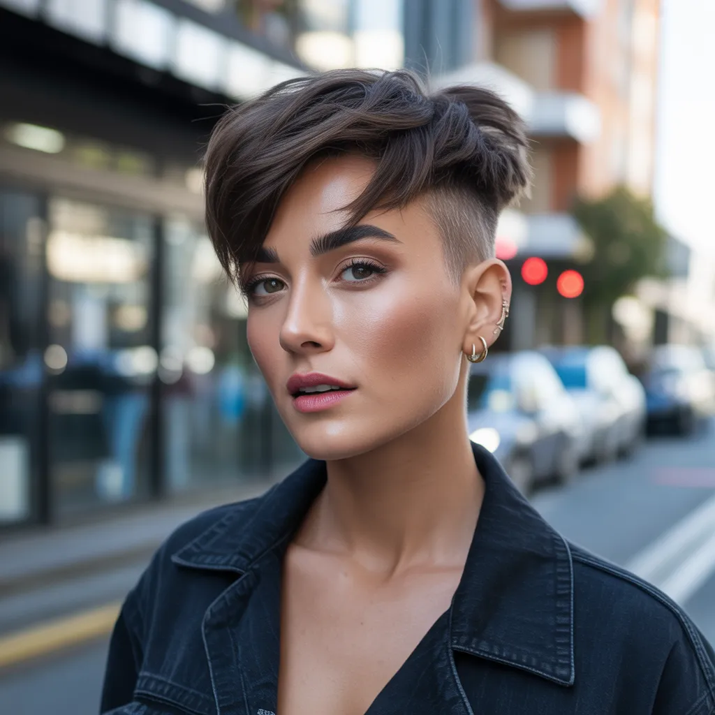 Wolf cut corto mujer con estilo urbano, capas irregulares y volumen atrevido.