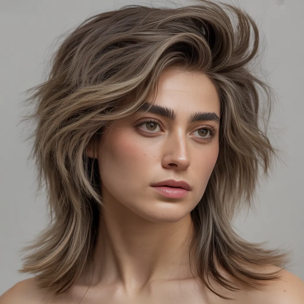 Wolf cut mujer en cabello largo con capas marcadas y volumen en la coronilla, tendencia 2026 en Pinterest España.