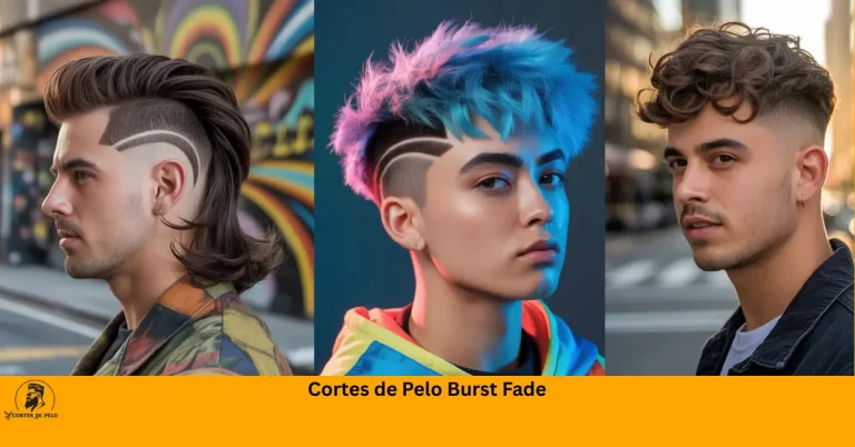Cortes de Pelo Burst Fade Hombre con burst fade mullet, degradado circular alrededor de orejas y cabello largo en la nuca estilo retro-moderno