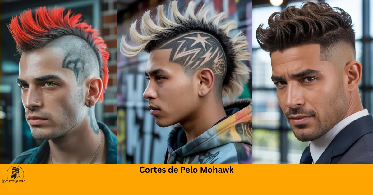 The feature image of Cortes de Pelo MohawkJoven latino con mohawk rubio platino y hair tattoos de rayos y estrellas afeitados en los lados rapados