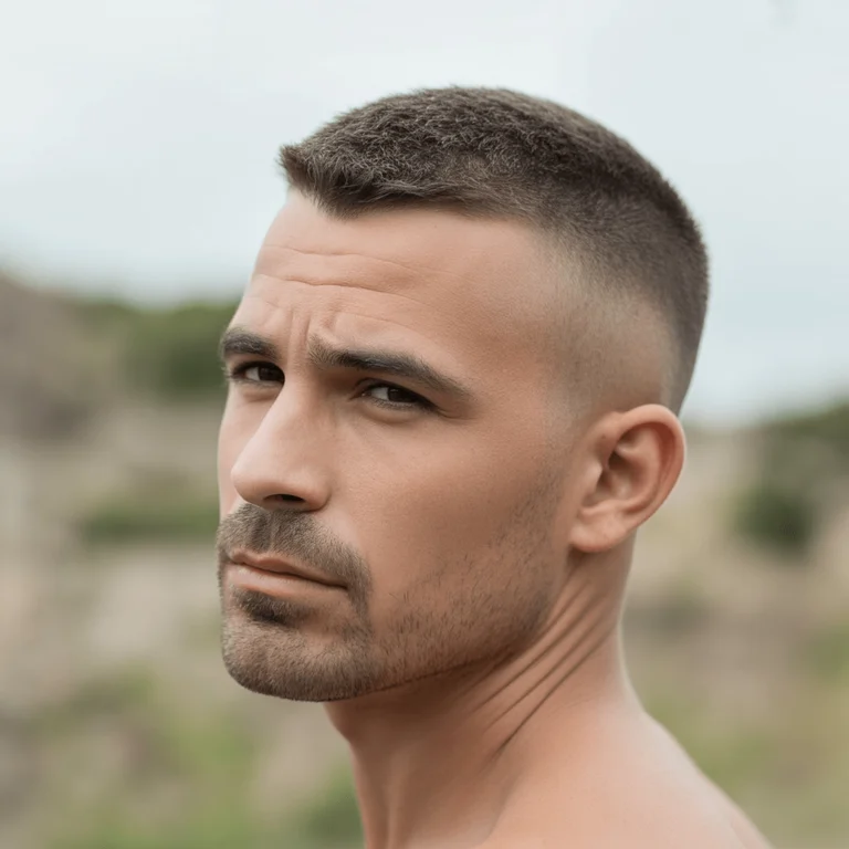 16 Guard haircut with a natural look, no product used, soft lighting, and a relaxed atmosphere.