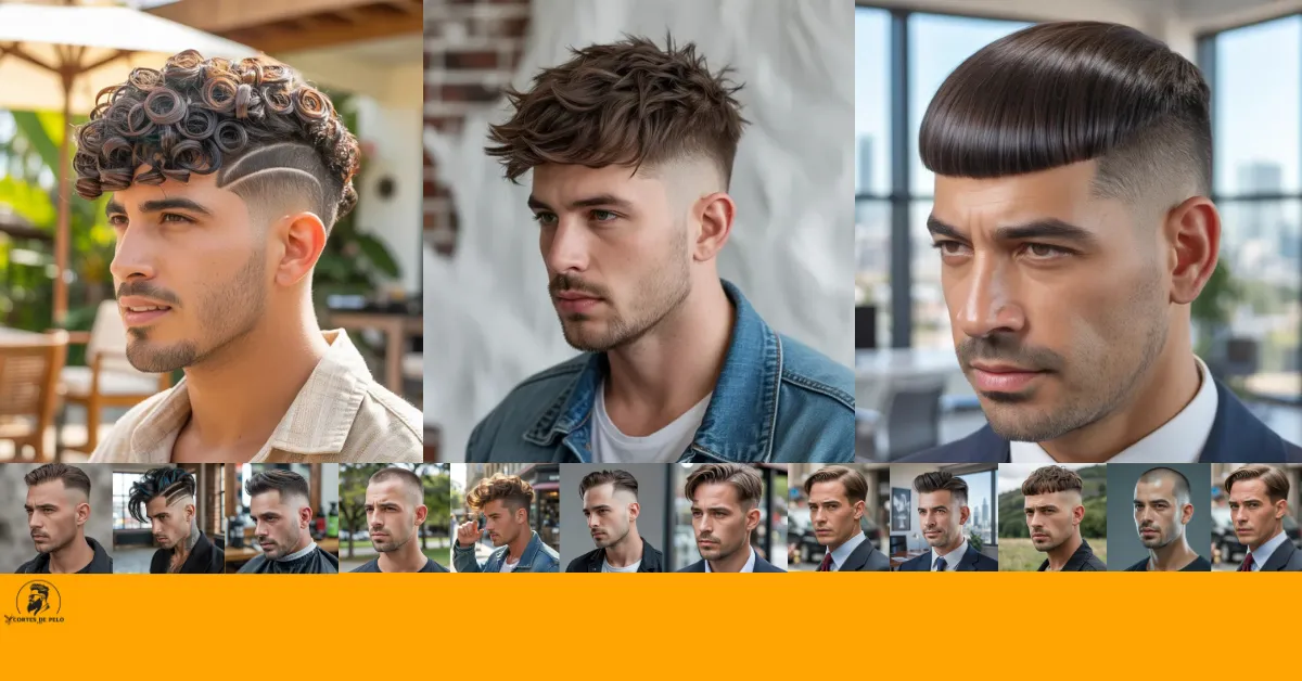Feature image of caesar haircut Latino man with a Caesar haircut Caesar cut for curls, defined 4cm spiral fringe, low fade, defining cream