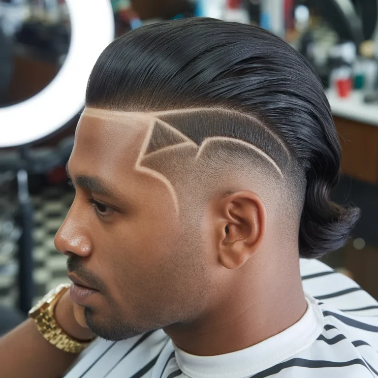 Slicked back hairstyle for naturally wavy hair, embracing the texture with controlled flow.